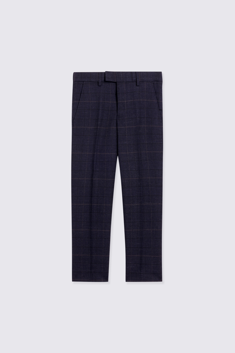 Boys Navy Black Check Suit